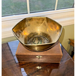 Vintage Hexagon Shape Brass Bowl; MCM decor